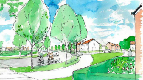 Water painting of what part of the new estate in Backwell could look like