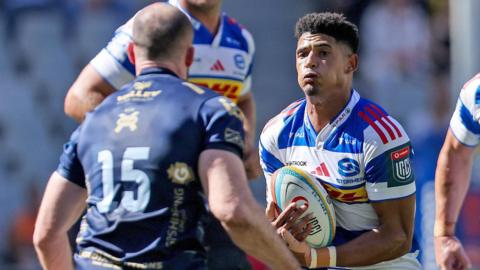 Sacha Feinberg-Mngomezulu carries the ball for Stormers against Dragons