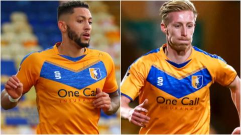 Mansfield Town's Kellan Gordon and Harry Charsley