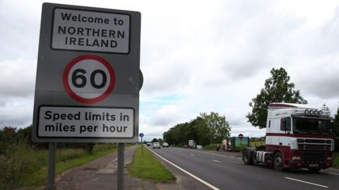 Welcome to Northern Ireland road sign at border between the Republic of Ireland and Northern Ireland in Donegal.