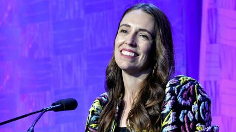 The Rt. Hon. Dame Jacinda Ardern, former Prime Minister, New Zealand speaks on stage during 2024 California Conference For Women at Santa Clara Convention Center on February 29, 2024 in Santa Clara, California