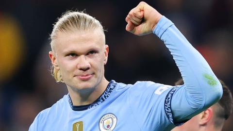 Manchester City's Erling Haaland celebrates a goal