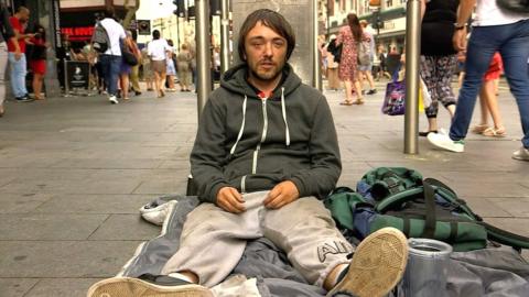 Homeless man on the street