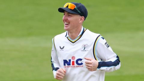 Harry Brook is all smiles while fielding for Yorkshire