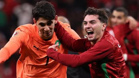 Morocco celebrate beating Nigeria on penalties