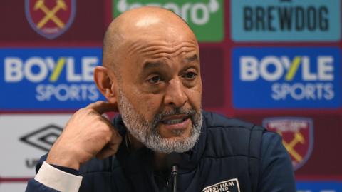 West Ham manager Nuno Espirito Santo in a news conference before the Premier League match against Bournemouth
