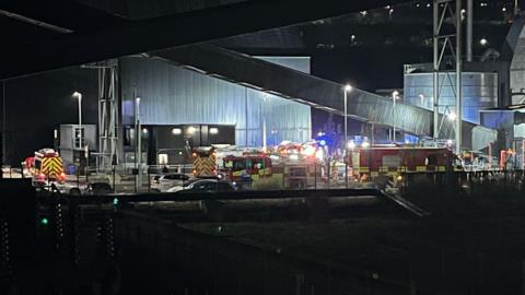 Emergency services at Blackburn Meadows power station