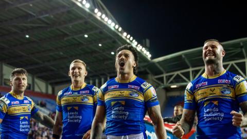 Leeds celebrate their semi-final win over Wigan