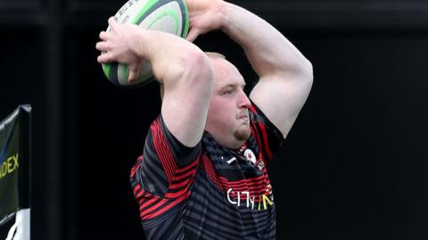 Ethan Lewis in action for Saracens