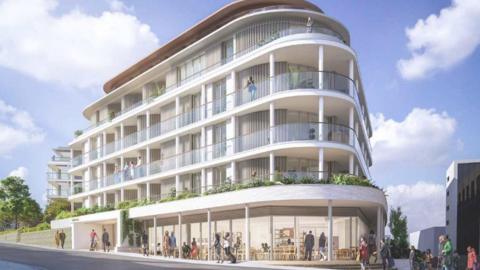 An artist's impression of a proposed redeveloped hotel in Newquay.