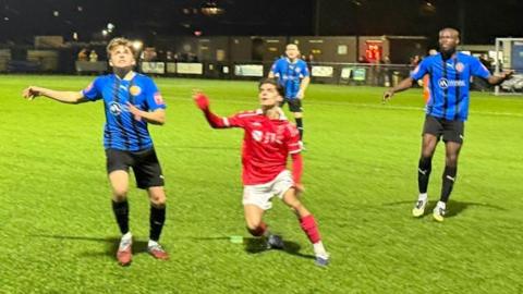 Action from Sevenoaks Town v Jersey Bulls