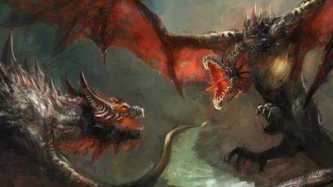 Dragons fighting - one of the Arthurian myths of Wales