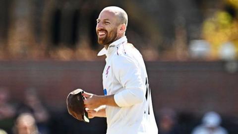 Somerset's Jack Leach in the outfield