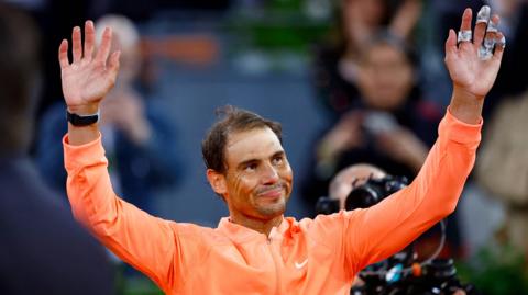 Spain's Rafael Nadal reacts after losing his round of 16 match against Czech Republic's Jiri Lehecka