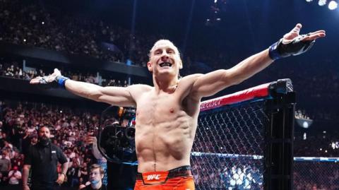 Paddy Pimblett celebrates after beating Bobby Green in July 2024