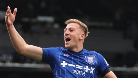 Liam Delap celebrates for Ipswich