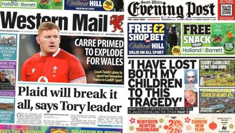 Front page of the Western Mail and South Wales Evening Post