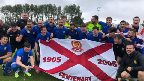 Jersey celebrate winning gold