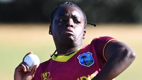 West Indies bowler Aaliyah Alleyne boated figures of 2-4 when play was abandoned in Wednesday's game against Ireland