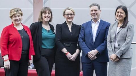 Labour leadership candidates: Emily Thornberry, Jess Phillips, Rebecca Long-Bailey, Keir Starmer, Lisa Nandy
