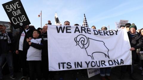 Derby fans protest