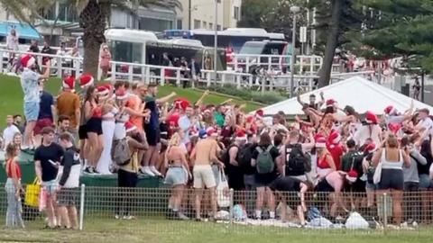 Crowd at Bronte Beach in Sydney on Christmas Day