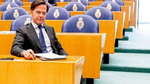 Mark Rutte during the debate in parliament on 1 April 2021
