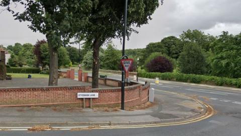 Styebank Lane junction with Park Lane in Rothwell