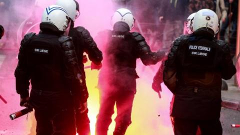 Riot police in Brussels