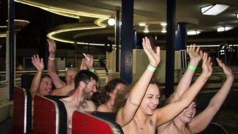 Naturists on rollercoaster ride