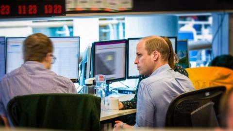 The Duke of Cambridge in a main operations room in GCHQ during his attachment to UK security and intelligence agencies
