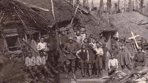 A wartime picture of the German soldiers outside the tunnel at Winterberg