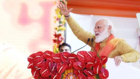 Mr Modi speaking after laying the foundation stone