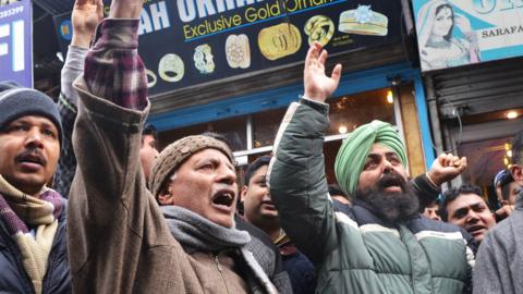 Protests against attacks on Kashmiris in Srinagar on 20 February