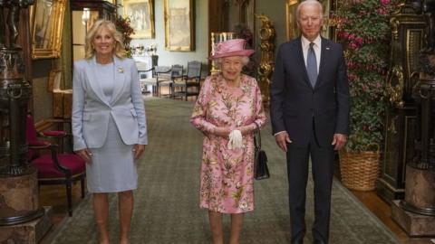 Joe Biden and First Lady Jill Biden with the Queen