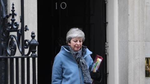 Theresa May leaving Number 10 Downing Street on 27 March