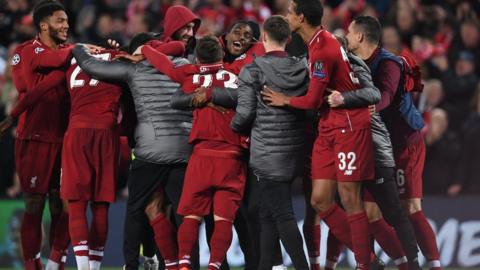 Liverpool players celebrating