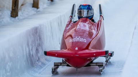 Corie Mapp competing in the Para Bobsleigh
