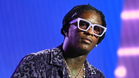 Rapper Young Thug speaks onstage at the 2021 REVOLT Summit at 787 Windsor on November 13, 2021 in Atlanta