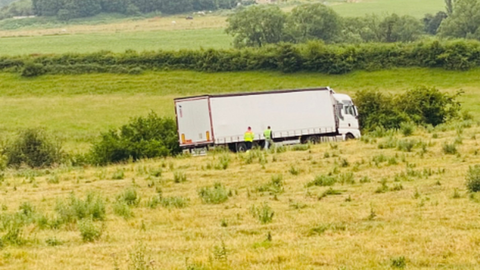 A lorry in a field