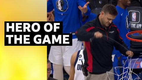 Man fixes net in NBA
