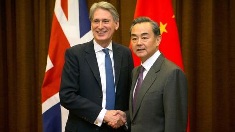 Philip Hammond with Chinese foreign minister Wang Yi