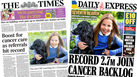 The Times and Daily Express front pages