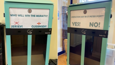 Guernsey cigarette butt ballot bins