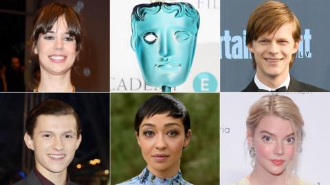 Clockwise from top left: Laia Costa, EE Rising Star Award, Lucas Hedges, Anya Taylor-Joy, Ruth Negga and Tom Holland