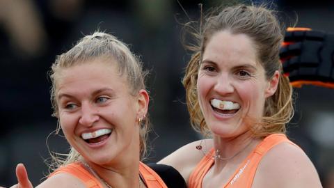 Laurien Leurink celebrates making it 2-0 to the Netherlands