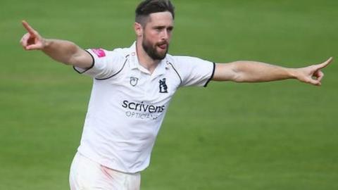 England's Chris Woakes ended up with five wickets in the match in his first Bears appearance since they won the title in September 2021