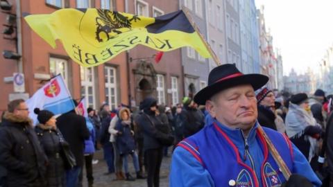 Mourners in Gdansk