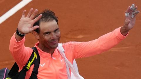 Rafael Nadal waves goodbye to the Barcelona Open crowd