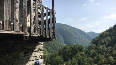 Corippo village balcony and view